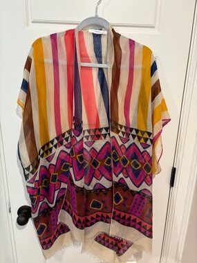 Lightweight Multi-Color Striped & Geometric Kimono Top